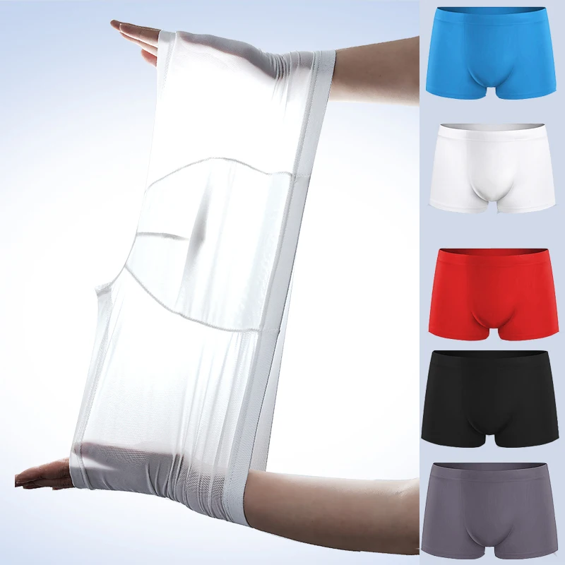 

3Pcs Summer Men Ice Silk Seamless Underwear Sexy Men's Boxers Shorts Male Ultra-thin Breathable Panties Boxer Briefs Underpants