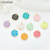 10 type colors charms for necklaces 14k gold plated brass enamel dripping oil snake charm diy jewelry materials small pendant