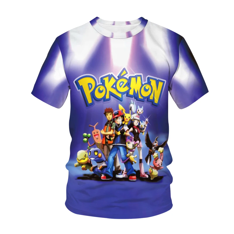 

Summer Anime Game T-Shirts Cartoon Pokemon Pikachu 3D Print Streetwear Kids 3-14T T Shirt Harajuku Children Boys Girls Tees Tops