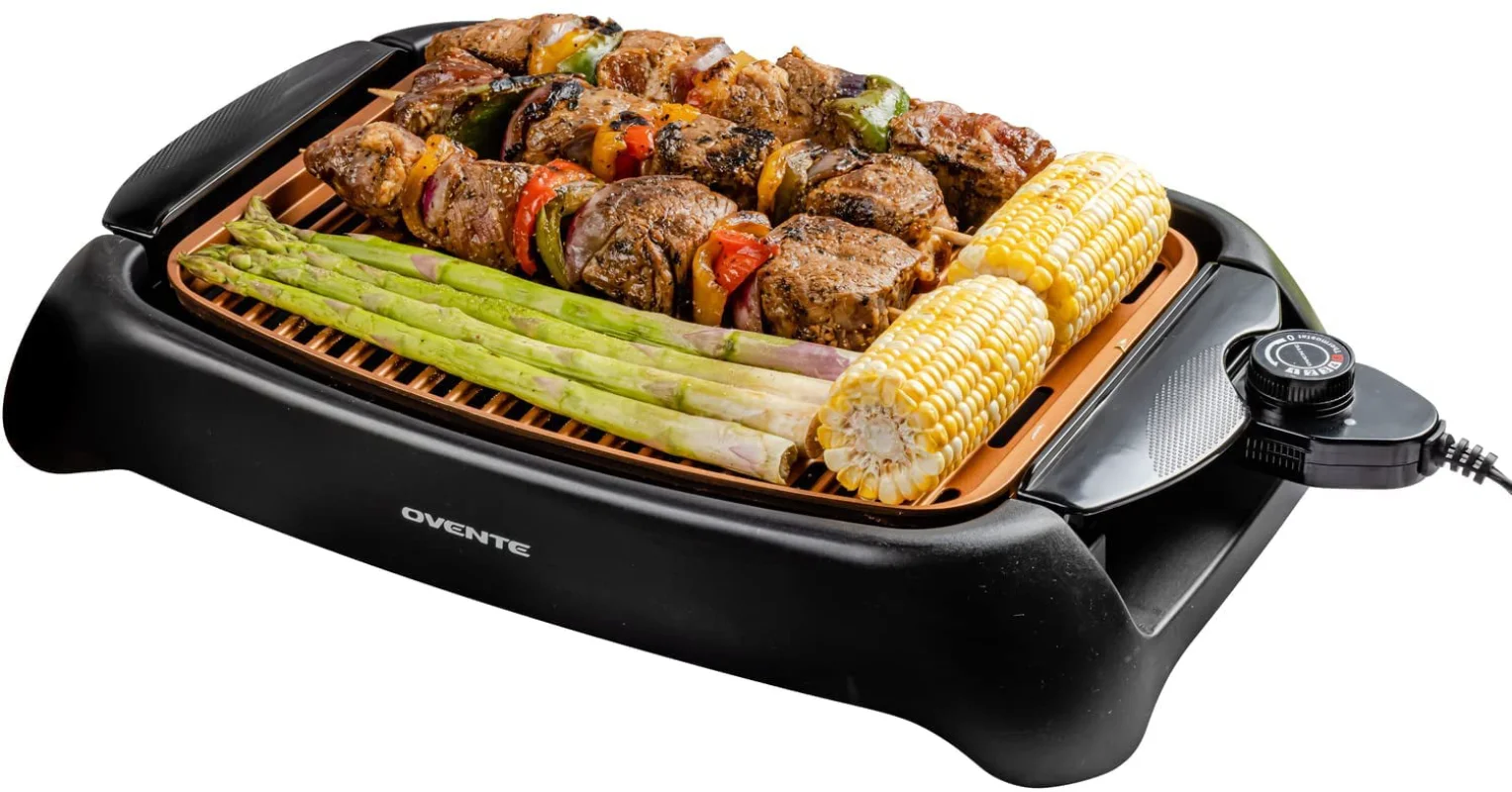 

Ovente Electric Indoor Grill 13 x 10 Inch Nonstick Plate,Temperature Control with Large Grilling Surface Perfect for Cooking BBQ
