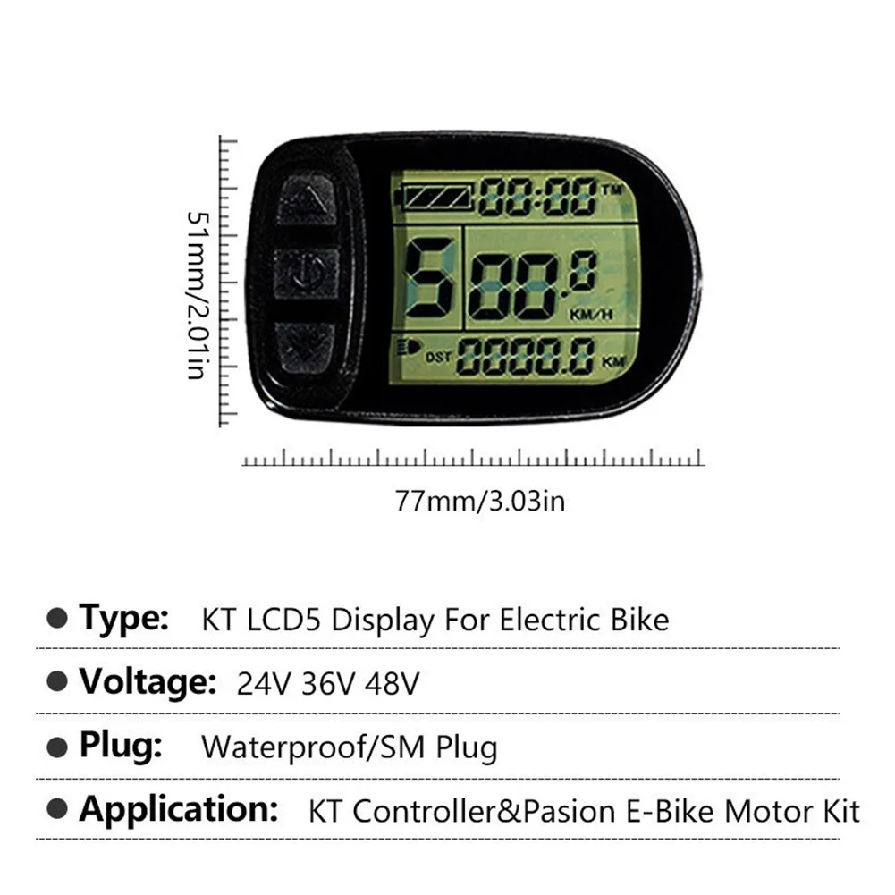 

E-Bike Display Display Gear Setting KT-LCD5 Onboard Smart Power Speedometer Vehicle Boosting 24V 36V 48V Computer