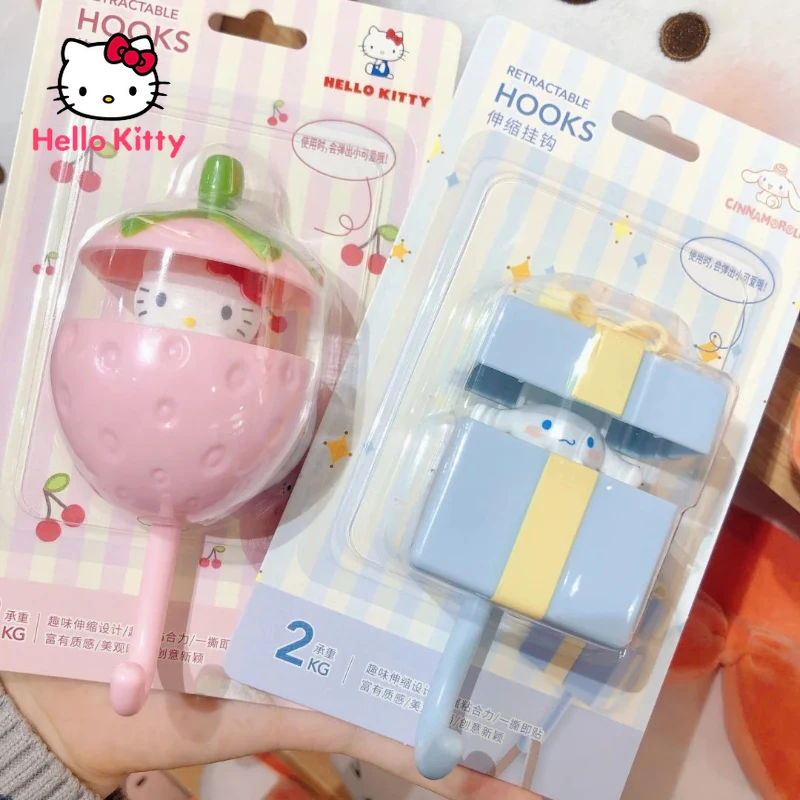 

Hello Kitty Cute Cartoon Retractable Hook Nail Home Sticky Hook Free Punching Multi-functional Kitchen Bathroom Available Hook