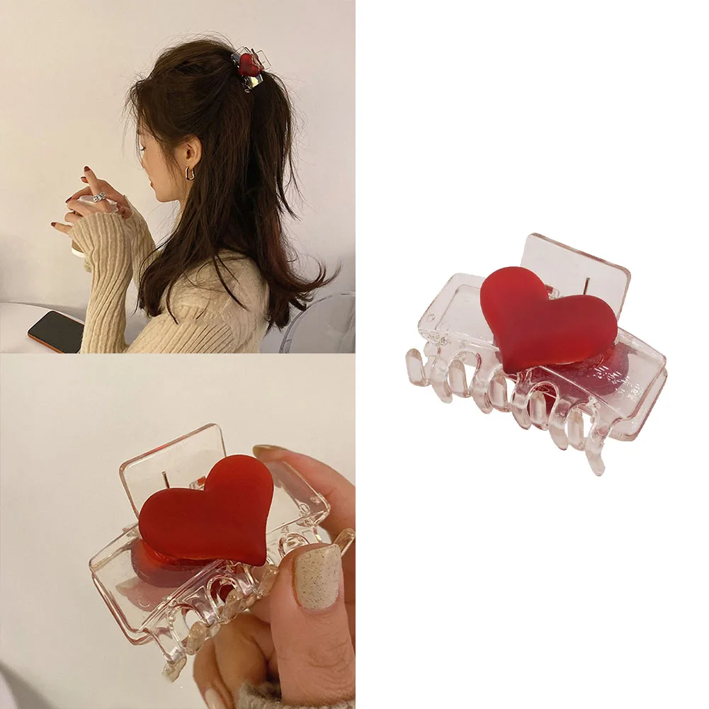 

Acrylic Hairdress Women Hair Claws Back of Head Crab Clamps Claw Clips Girls Candy Color Heart Hair Clips