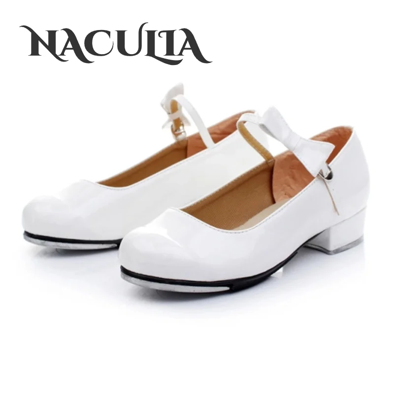 

Children Tap Dance Shoes Adult Children Performance Tap Dance Shoes PU Leather Soft Sole Students' Teacher Stage Dancing Shoes