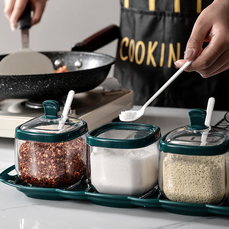 

Kitchen Light Luxury Salt Monosodium Glutamate Seasoning Box Salt Shaker Seasoning Combination Set Seasoning Bottle Can Set