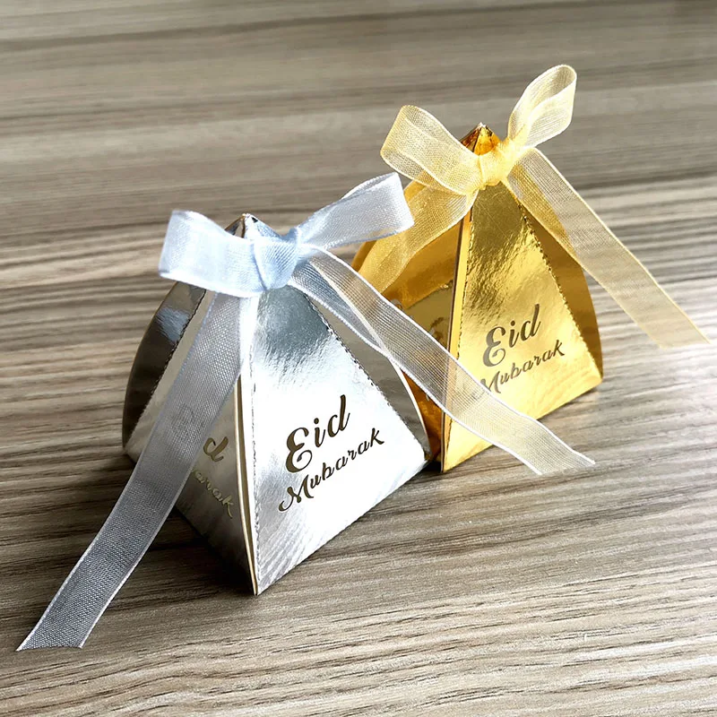 

50pcs Eid Mubarak Decor Candy Box With Rabbion Ramadan Kareem Gift Boxes Islamic Muslim Festival Eid al-Fitr Party Supplies