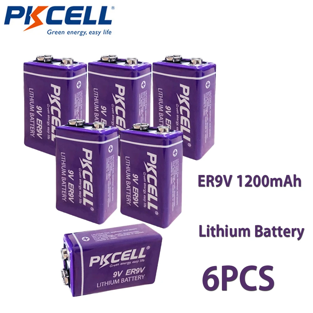

Аккумуляторы PKCELL ER9V одноразовые, 1200 мАч, 9 В, 6 шт.