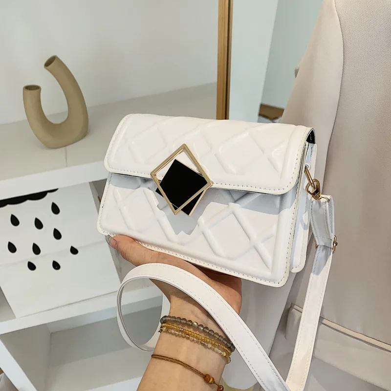 

Lingge Bags for Women Fashion Metal Lock Solid Color Leather Chain Bag Crossbody Bag Handbags Lipstick Bag Purses Free Shipping