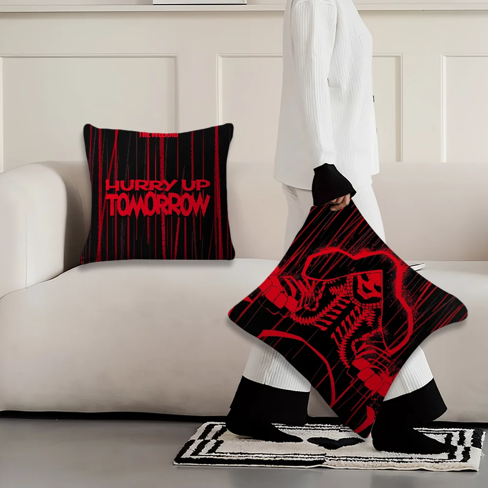 Hurry Up Tomorrow2025 Pillow Case For Sofa Bedroom Living The Weeknd Room Office Bedside Table Backrest Cushion Printing Square