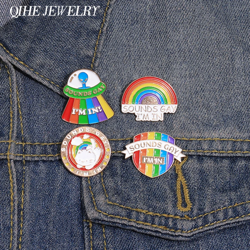 Звуки геев я в ЛГБТ-прайду эмалированные булавки на заказ Радуга инопланетянин