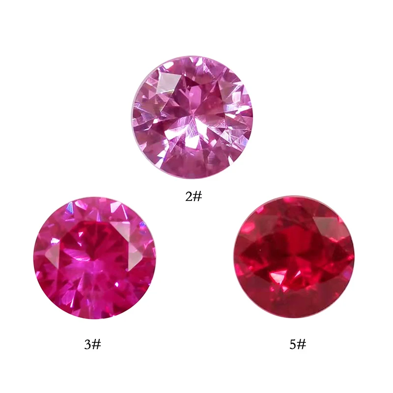 5A Synthetic Corundum Blue Red Yellow White Green Stone Gems Synthetic Stone Round Brilliant Cut