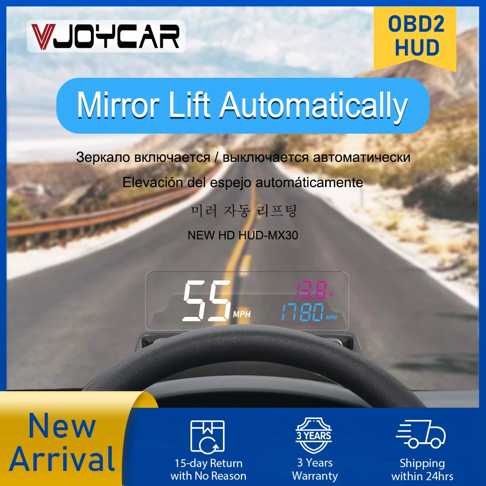 Vjoycar 2022 новейшее авто-подъемное зеркало HUD MX30 Pro большой и чистый шрифт об/мин