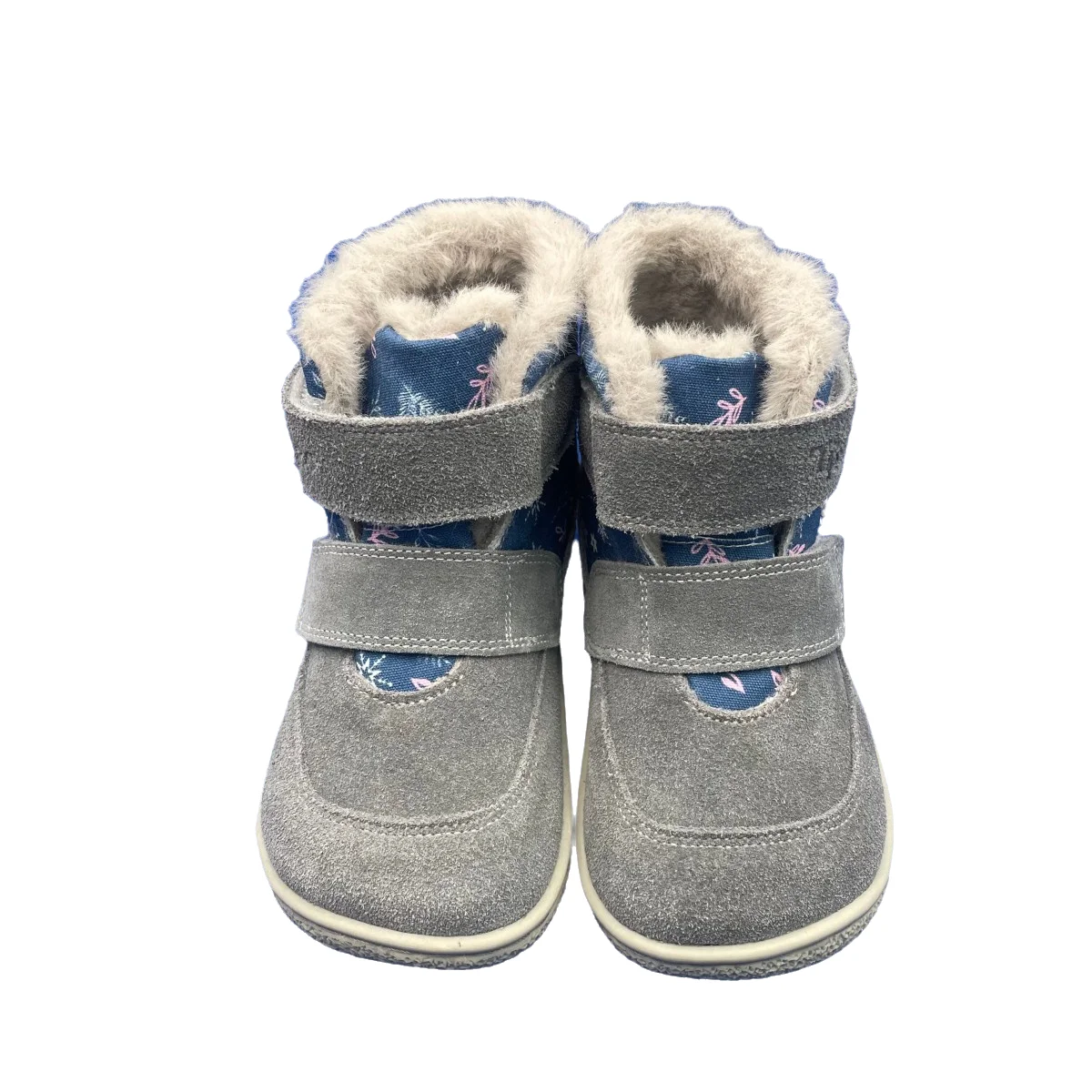 TipsieToes зимние босиком из натуральной кожи теплые ботинки с двумя ремнями стелька