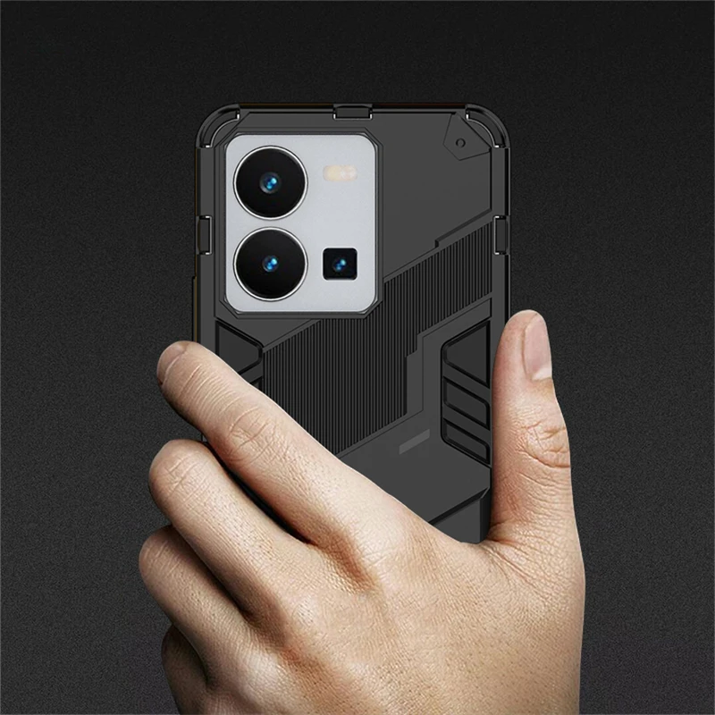 For Vivo Y22 Case Cover For Vivo Y22 Capas Shockproof Bumper Kickstand Phone Back Holder Cover For Vivo Y35 Y22S Y 22 Y22 Fundas