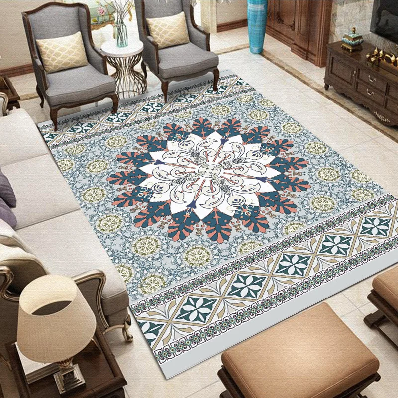 

Chinese Style Vintage Bohemian Living Room Carpet Rectangle Persian Sofa Coffee Table Area Carpets Non-slip Entrance Door Mat