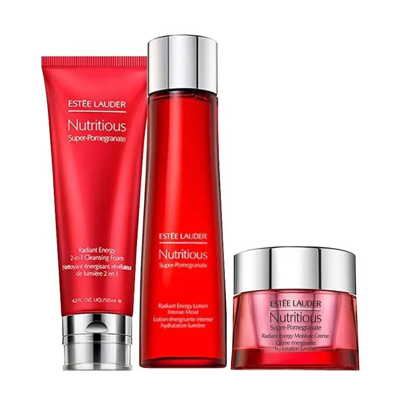 

Estee Lauder 3pc Nutritious Super Pomegranate Radiant Energy Set Membersihkan Foam Lotion Night Cream/ Mask Detox Glow Skincare