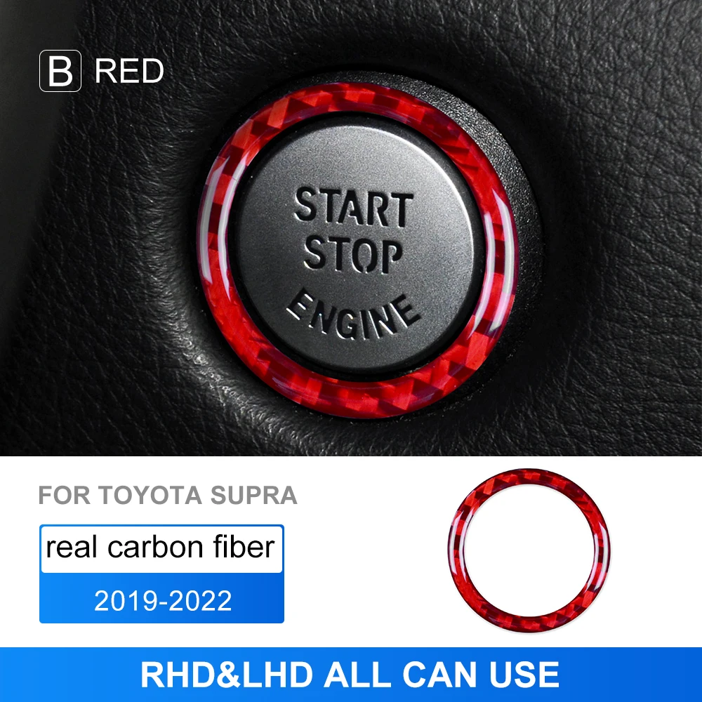 

Настоящее мягкое углеродное волокно для Toyota Supra GR A90 A91 MK5 2019 2020 2021 2022 2023 2024 2025 Start Stop, наклейка на кольцо двигателя автомобиля