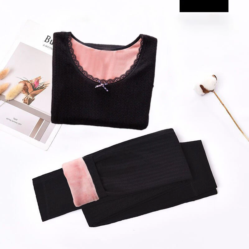 Warm underwear Women's thickened plush top Winter student tight body beauty Women's autumn clothes and trousers Warm clothes