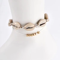1pc shell anklets for women handmade leather woven natural shell foot jewelry summer beach barefoot bracelet ankle on le