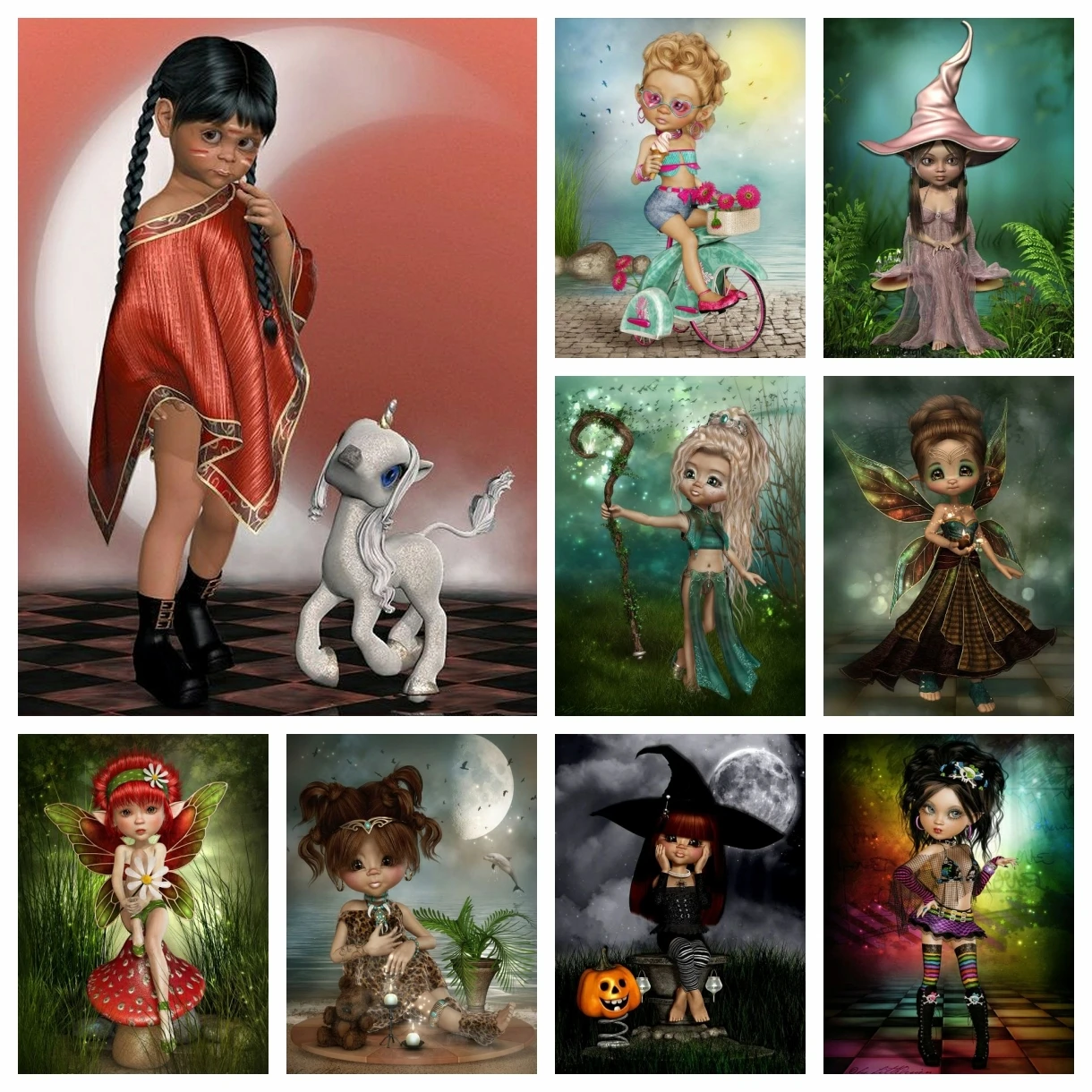 

Картина из мультфильма Elf Girl Angel Baby Princess 5D DIY, алмазная живопись, вышивка крестиком, домашний декор, детский подарок