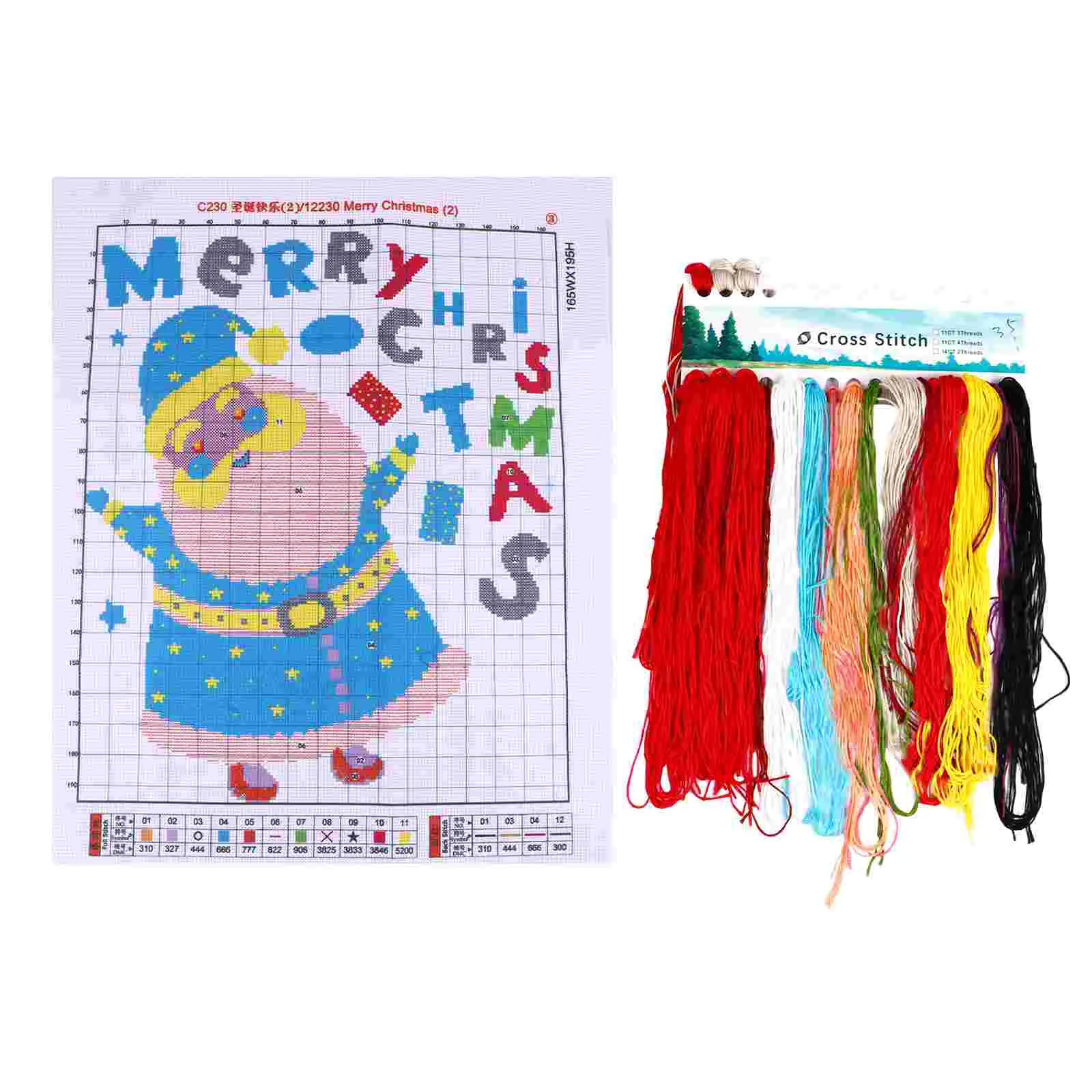 

Embroidery Santa Kits Christmas Cross Diy Pattern Kit Giftsfor Materials Painting Floss Tools Ornaments Beginners Set Stitching