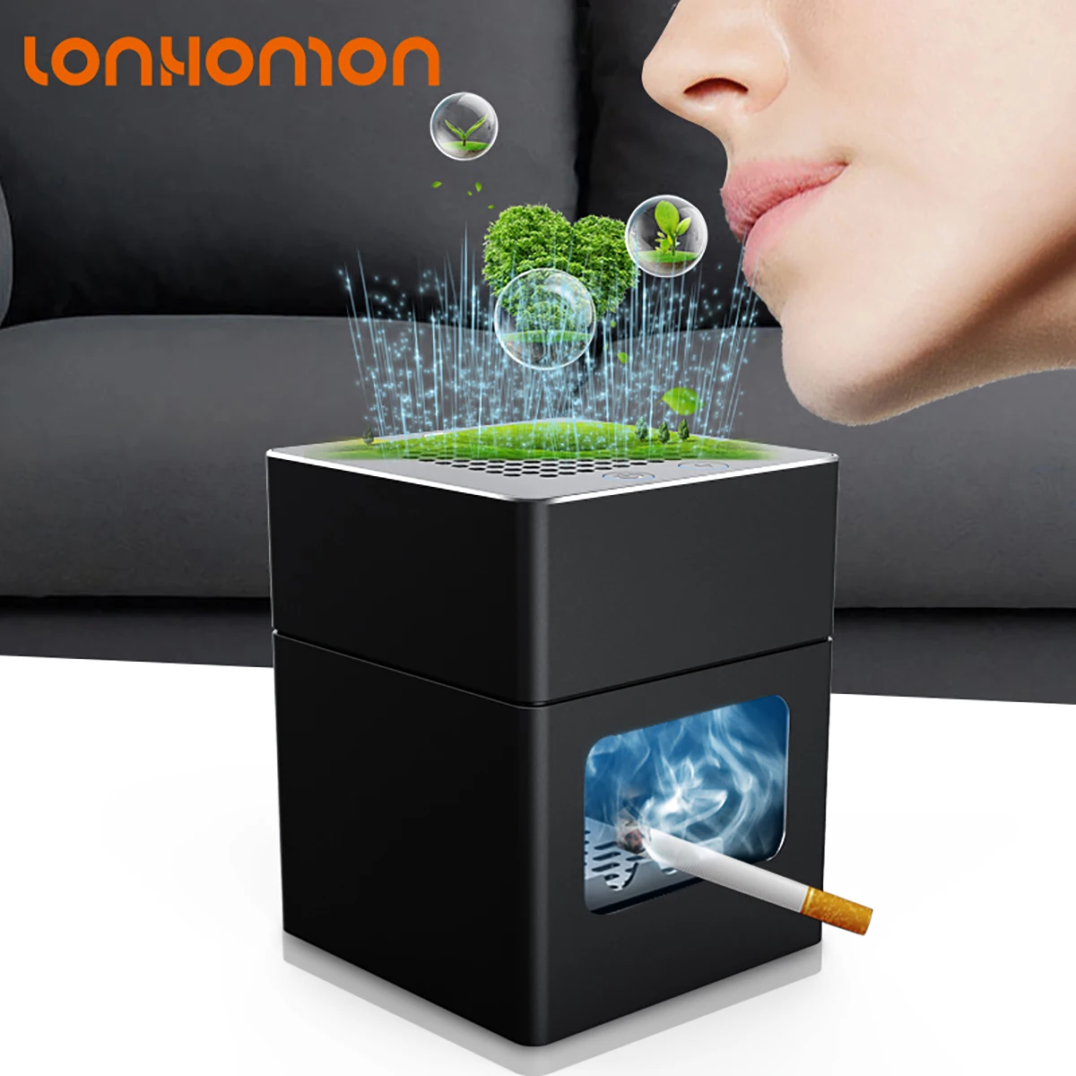 LONHOMON AP078 Ashtray Air Purifier USB Charging Anti Second-hand Smoke Desktop Ashtray Remove Odor Home Air Purifiers
