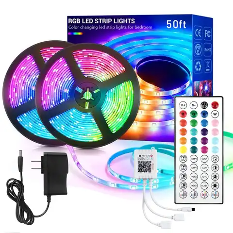 Светодиодная лента RGB для комнаты, неосветильник лампа для декора спальни, с поддержкой Bluetooth, Wi-Fi, RGB5050, 24 В, 30 м, 50 м