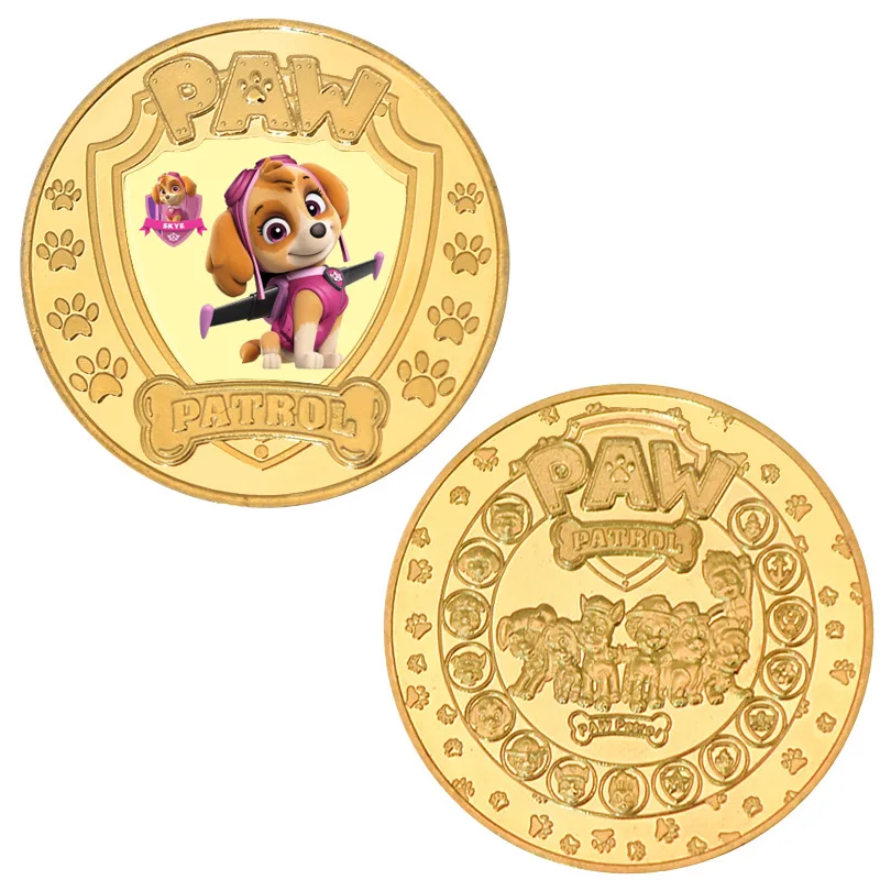 5 шт. металлические золотые монеты в стиле аниме Щенячий патруль Чейз Маршалл