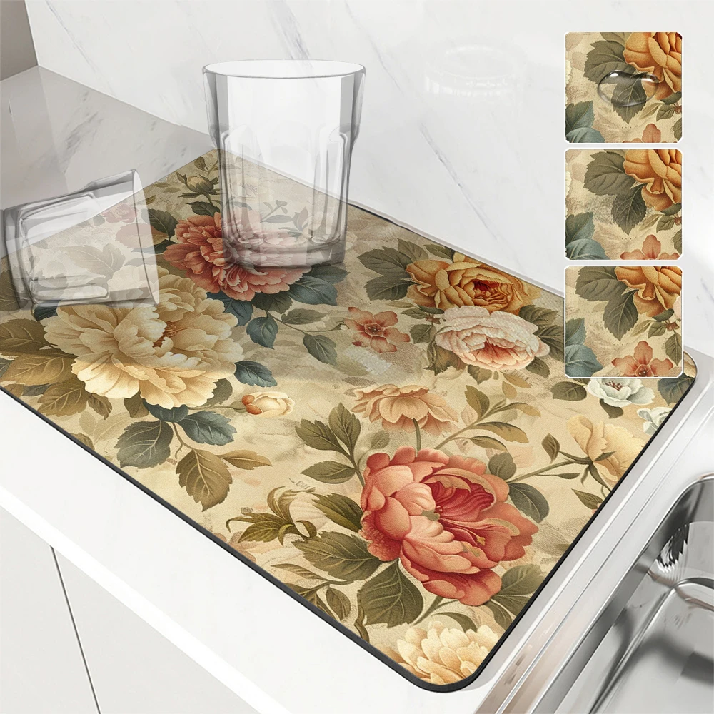 

Кухонный впитывающий коврик для посуды Floral Plant