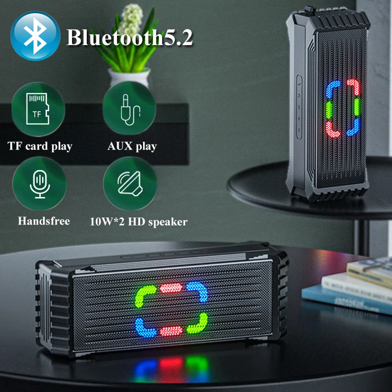 

20 Вт Bluetooth5.2 динамик беспроводной стерео звуковая коробка портативный сабвуфер RGB Handsfree музыкальный плеер Поддержка TF AUX 3000 мАч батарея