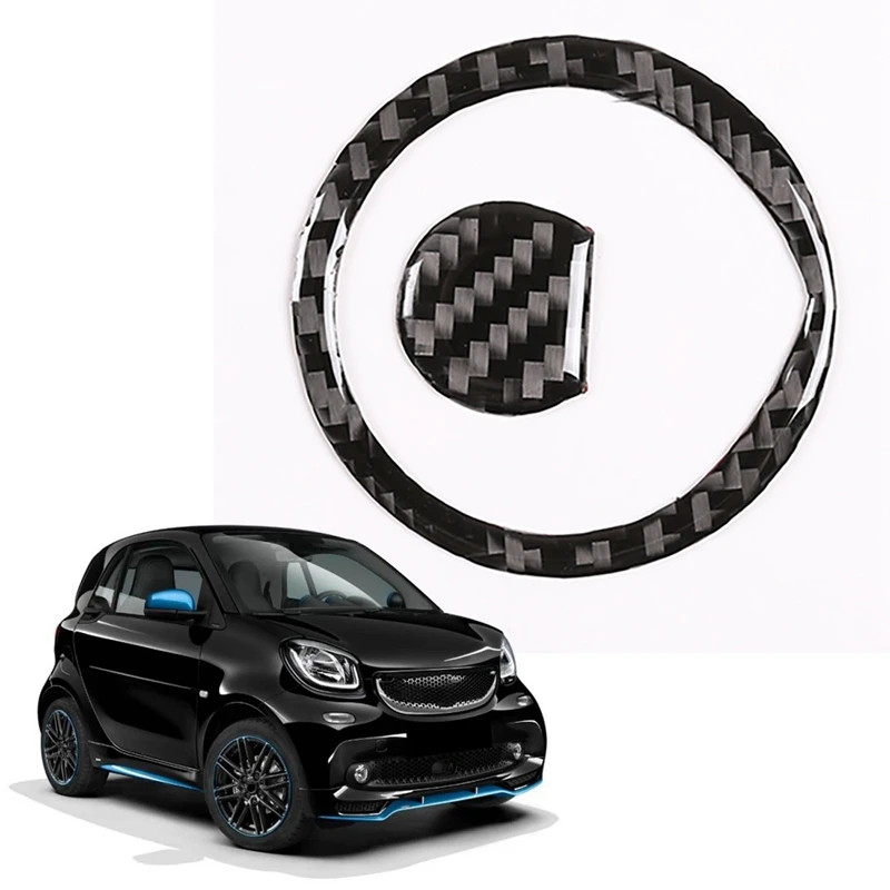 

2Pcs Car Carbon Fiber Steering Wheel Logo Stickers Auto Decorative Decals Sticker for Benz Smart 453 Fortwo 2016-2021