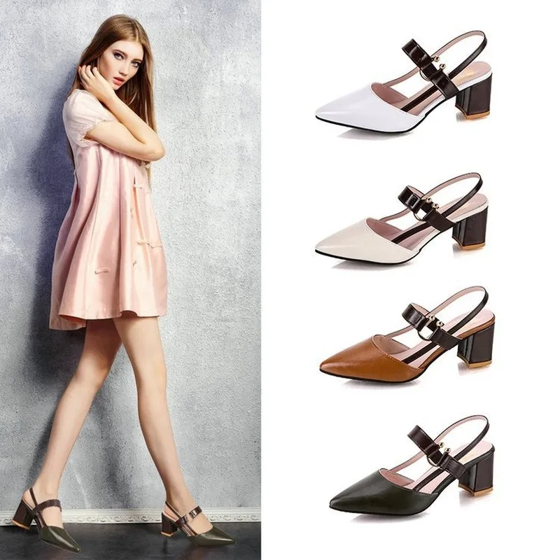 

Sandals Women's Summer New Pointy Chunky Sandals Large Size Women's Fashion Woman Shoes