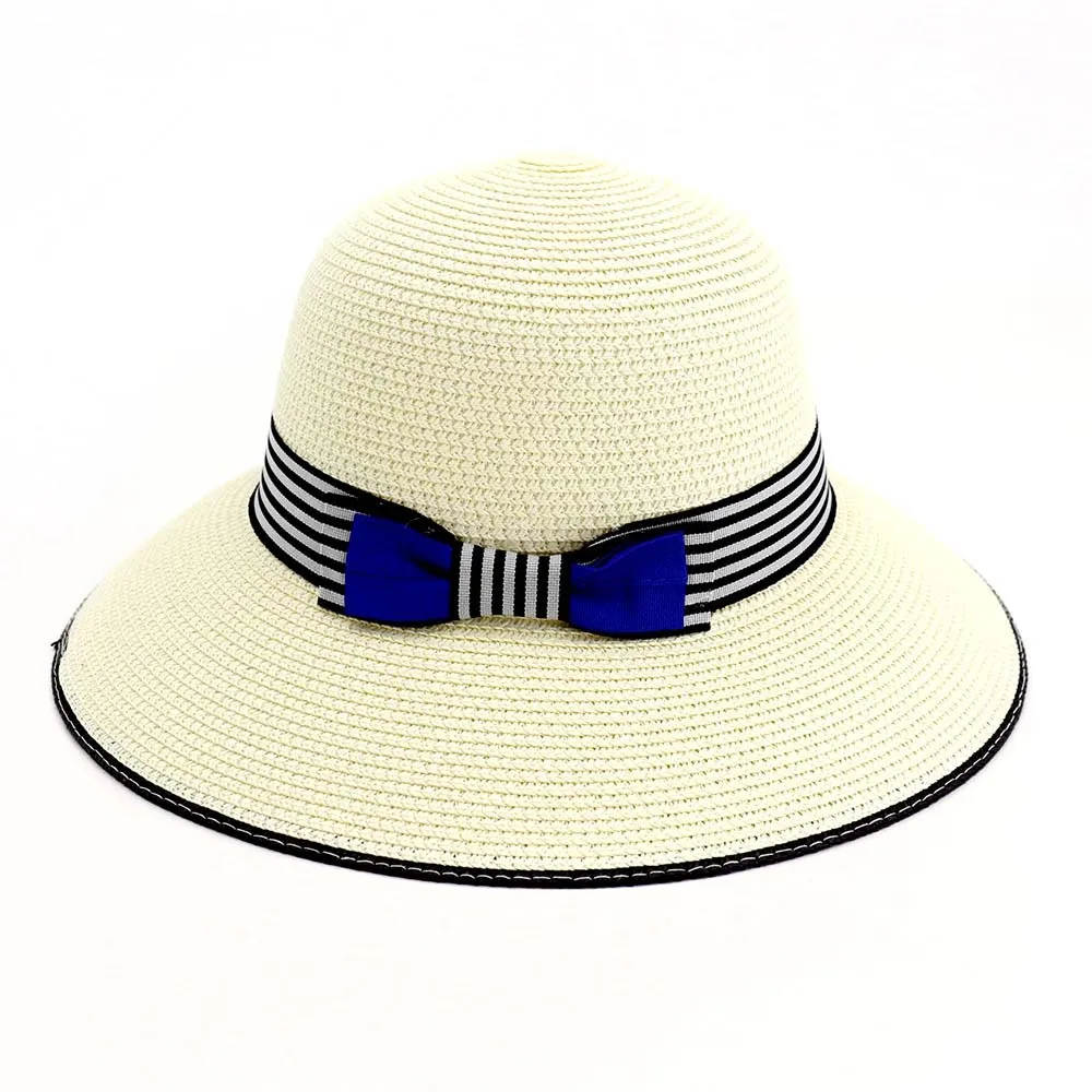 

Summer Fashion Women Sun Straw Hats with Bowknot Decor Wide Brim Sun Protection Hat Casual Bucket Hat Ladies Holiday Beach Cap