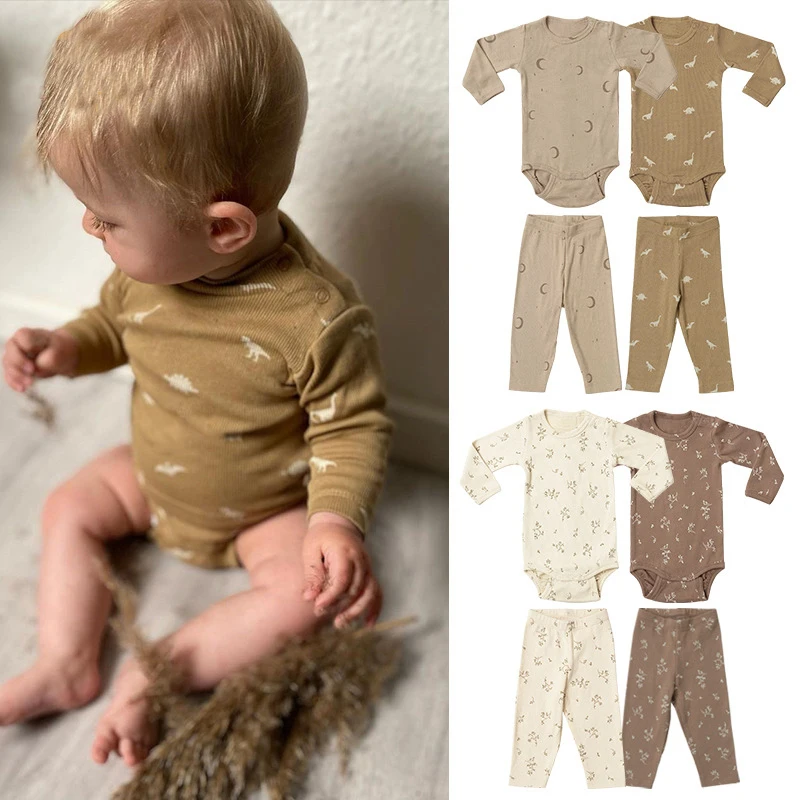 

Kids One-piece Clothes For Newborn Long Sleeve Print Baby Romper Tops And Pants Cotton Infant Bodysuit Boys Girls Casual Outfits