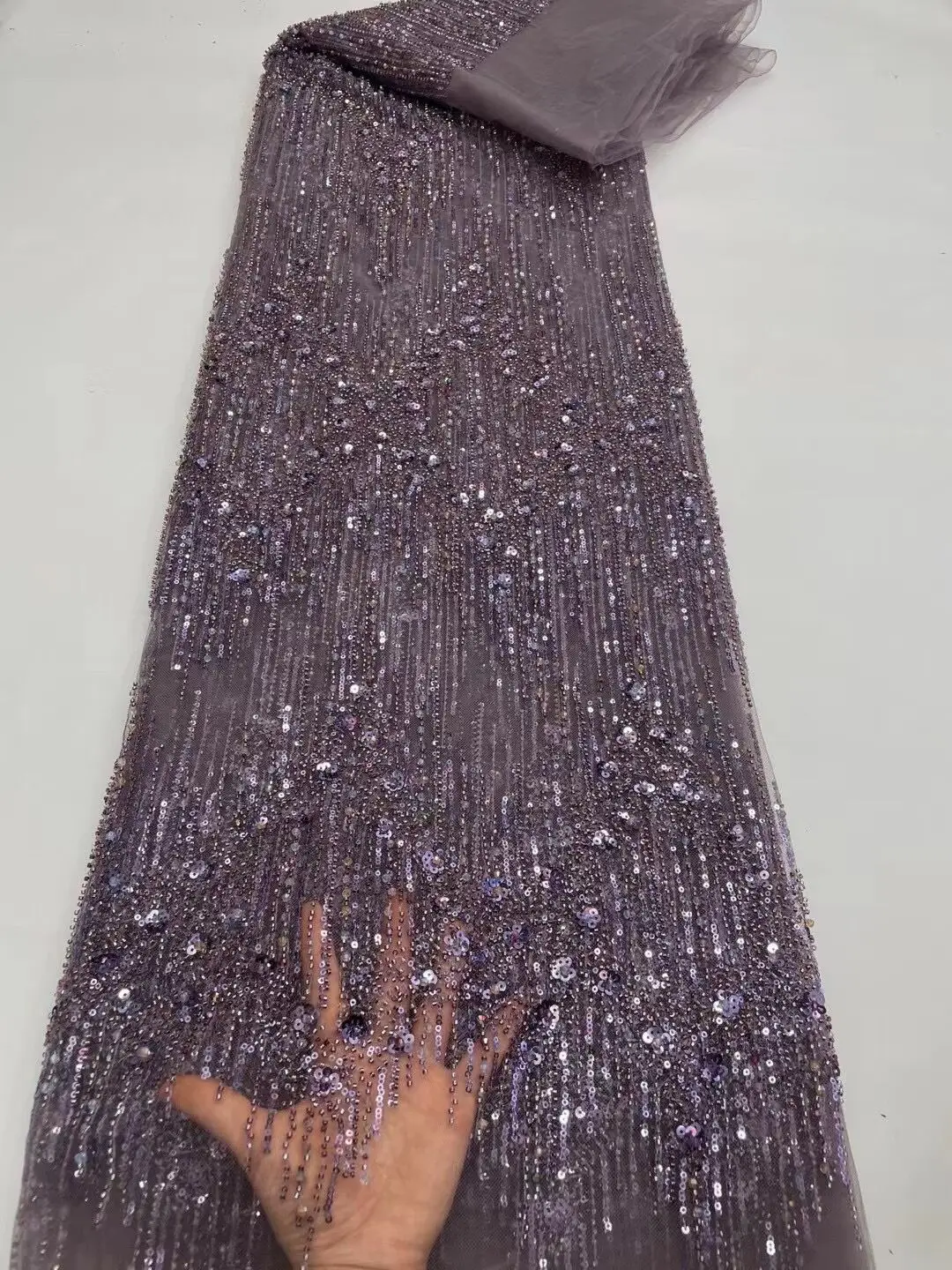 

Luxury Lace Fabric Beaded Tulle Lace Fabric Embroidered S-1306969 African Nigerian Fabric For Sewing