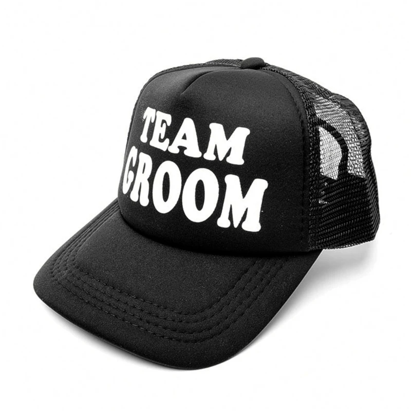 

Groom Drinking Team Print Trucker Hat Men Hip-Hop Snapback Baseball Mesh New