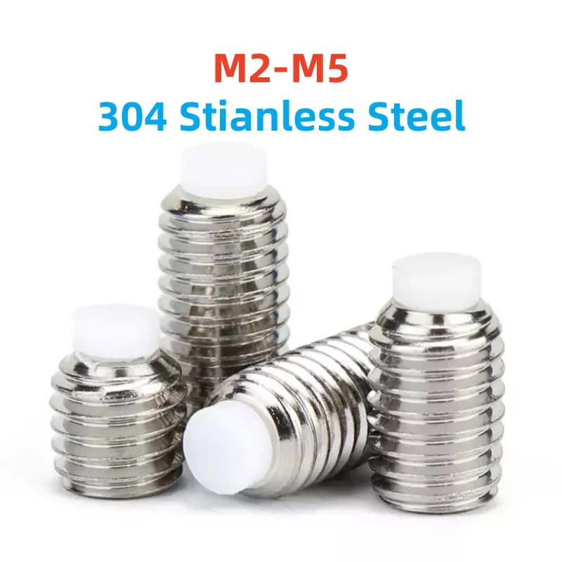 

Шестигранная головка из нержавеющей стали 304, пластиковый нейлоновый болт с выпуклым наконечником для собак, болт без головки M2 M2,5 M3 M4 M5, установочный винт