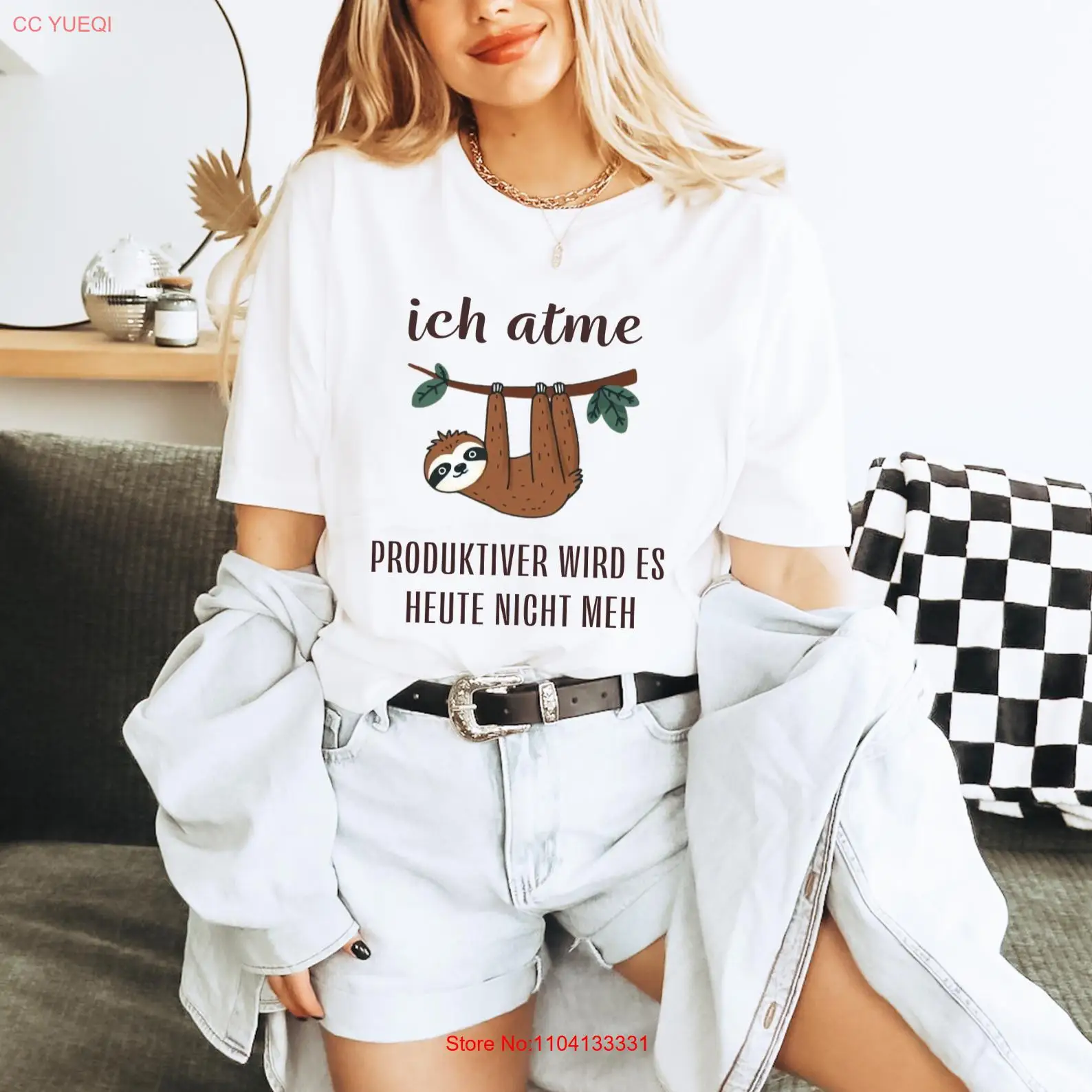 Футболка забавная Ich Atme Produkario Regional Eseleacatori mehr с немецким текстом длинными или