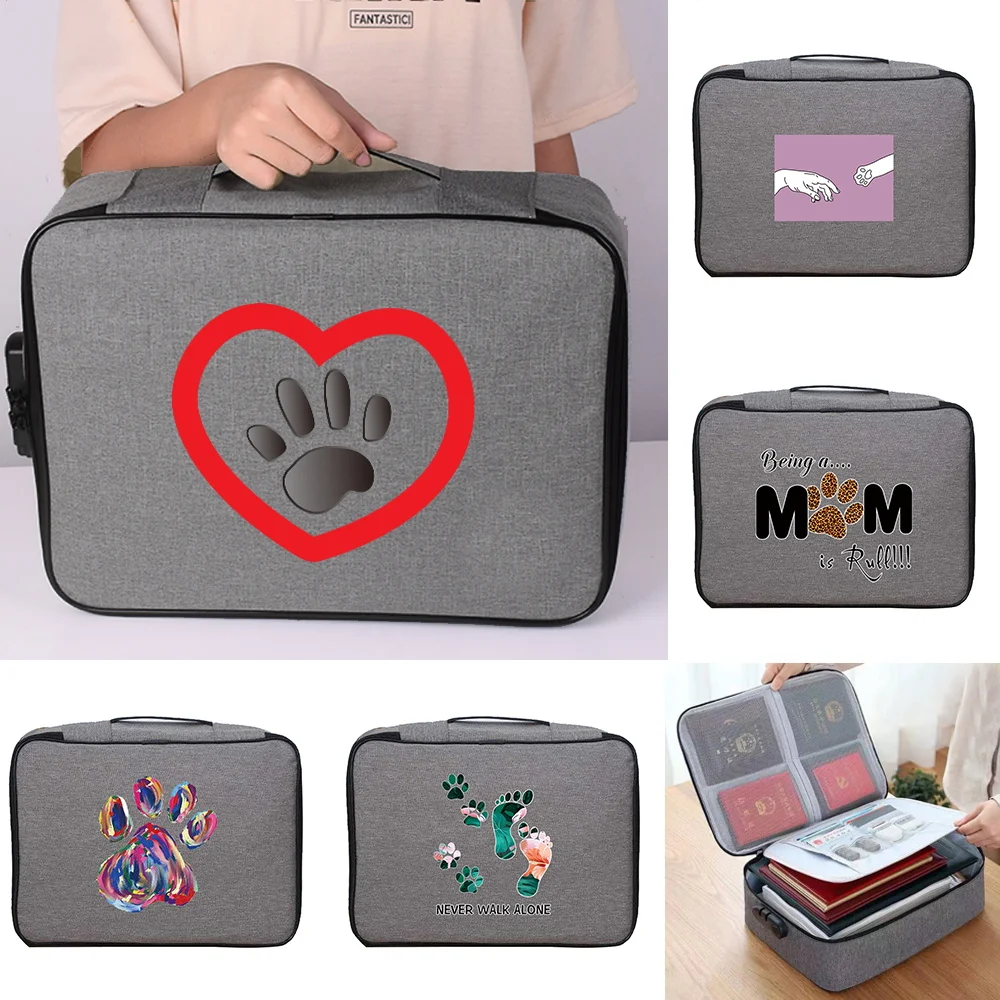 Document Bags Travel Credentials Credit Card Organizer Case Text Print File Holder Footprints Series Waterproof Luggage Handbags