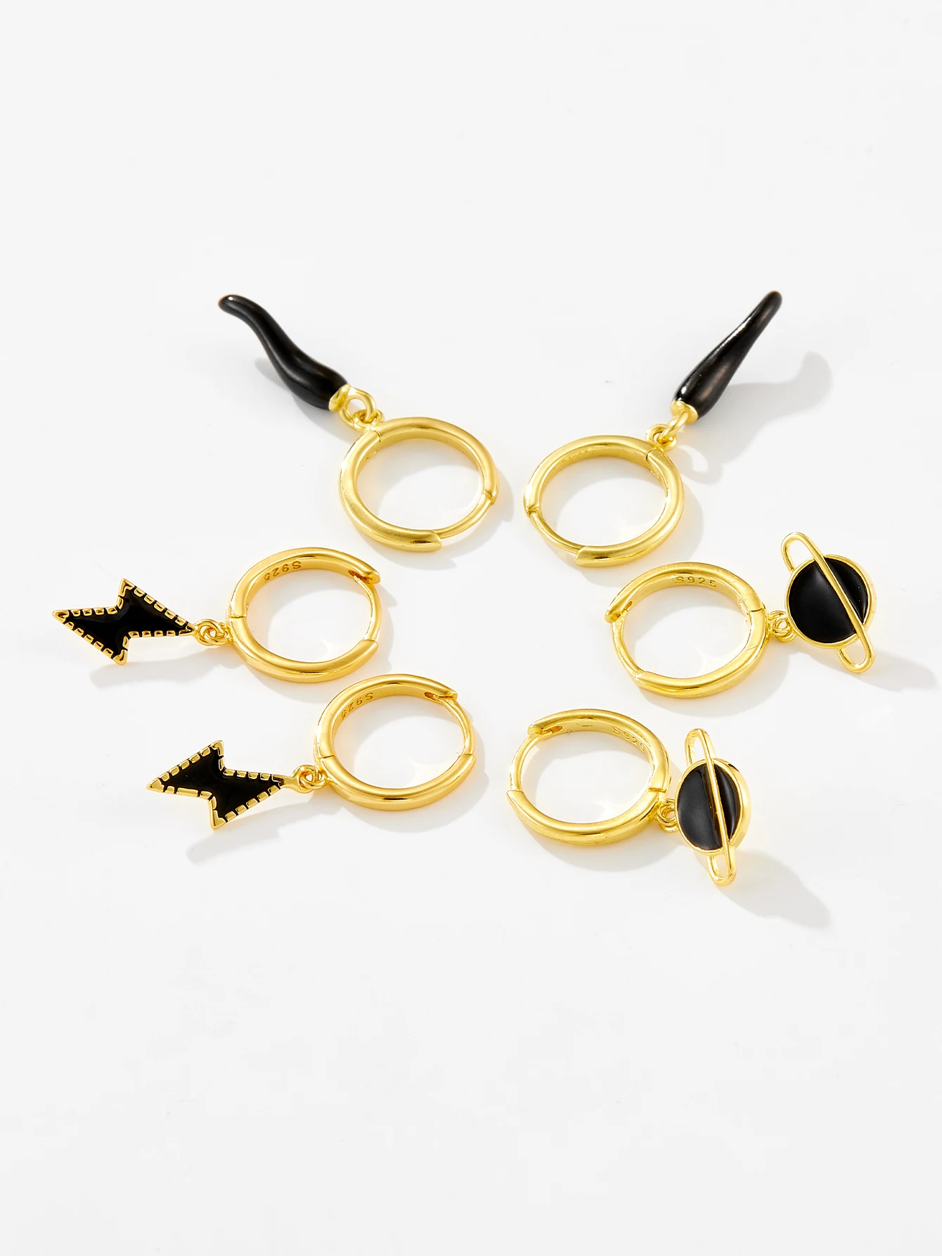 DPLAOPA новинка 925 года серьги-подвески из Стерлингового золота с черной молнией