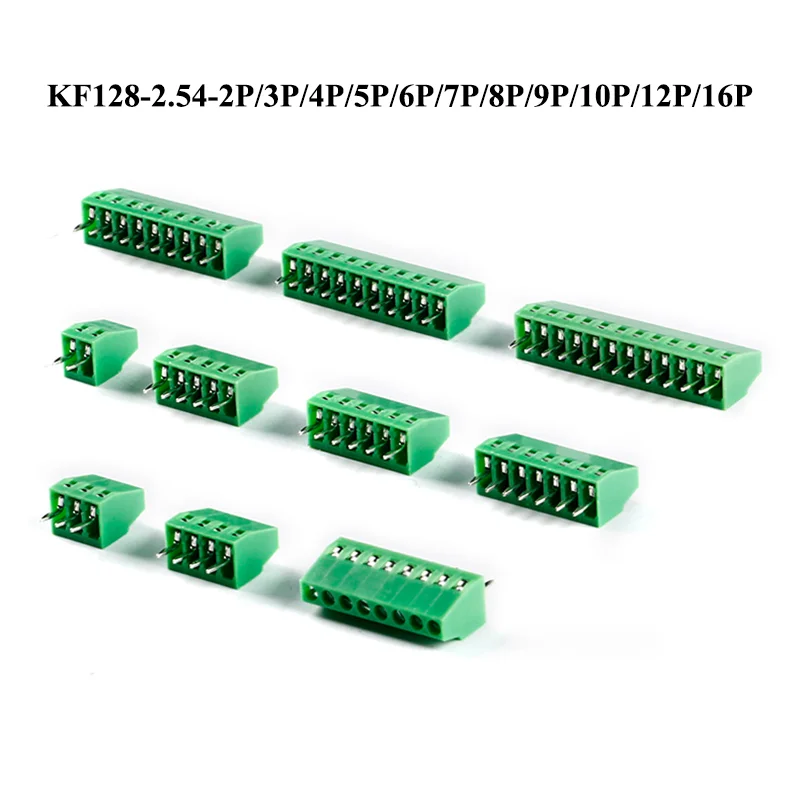 

100pcs/lot 2.54mm Pitch 150V 6A PCB Screw Terminal Block Connector 2P 3P 4P 5P 6P 7P 8P 9P 10P 12P 16Pin Terminals