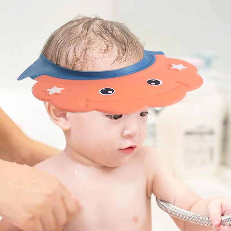 

Регулируемая Шапочка для детского душа, шапочка для мытья волос для новорожденных, защита ушей для детей, безопасная детская шапочка для головы