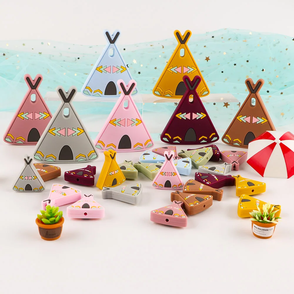 

Sunrony New Cartoon Tent Silicone Beads Silicone Teethers For Jewelry Making DIY Pacifier Chain Baby Products Accessories