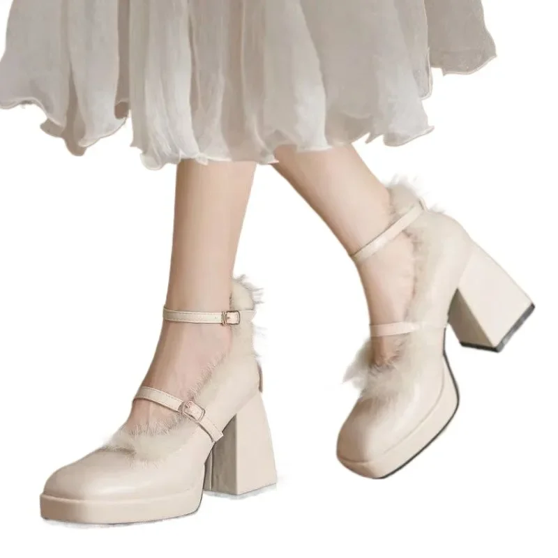 Женская обувь 2024 брендовая женская на высоком каблуке с пряжкой и ремешком