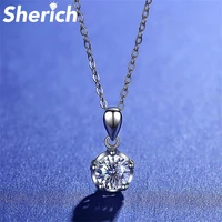 sherich 1ct moissanite diamond 100 925 sterling silver versatile fashion crown princess pendant necklace womens brand jewelry