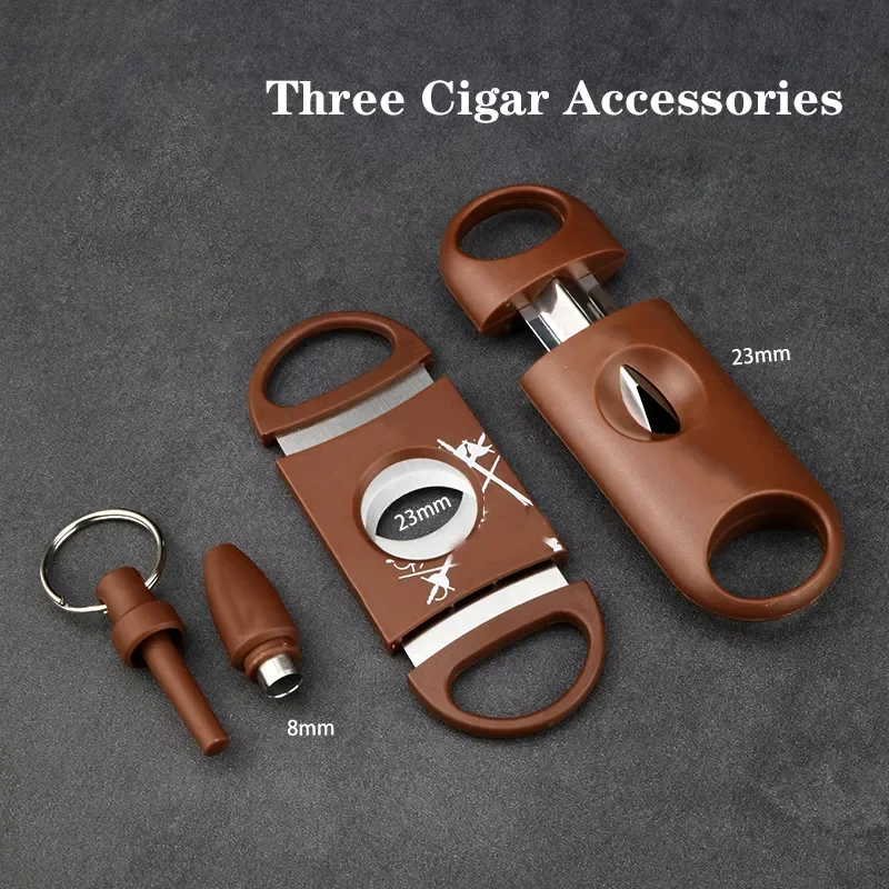 

3 Cigar Set Classic Pocket Cigar Cutter V-Cut Sharp Stainless Steel Blade Guillotine Puncher Cutting Knife Accessory