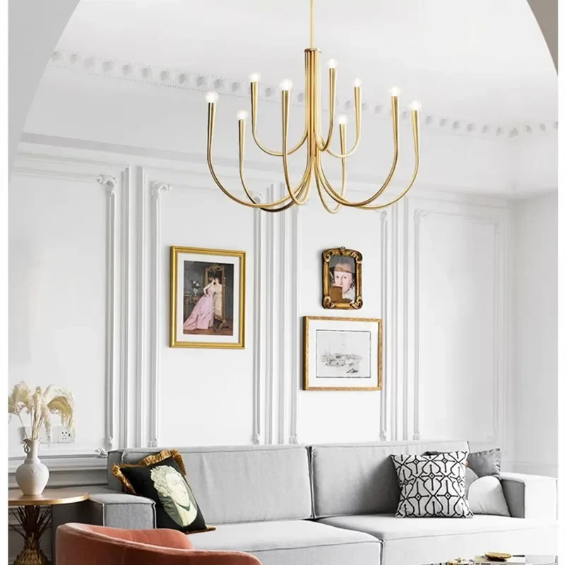 Медная светодиодная люстра BUYBAY для столовой гостиной Золотая роскошная