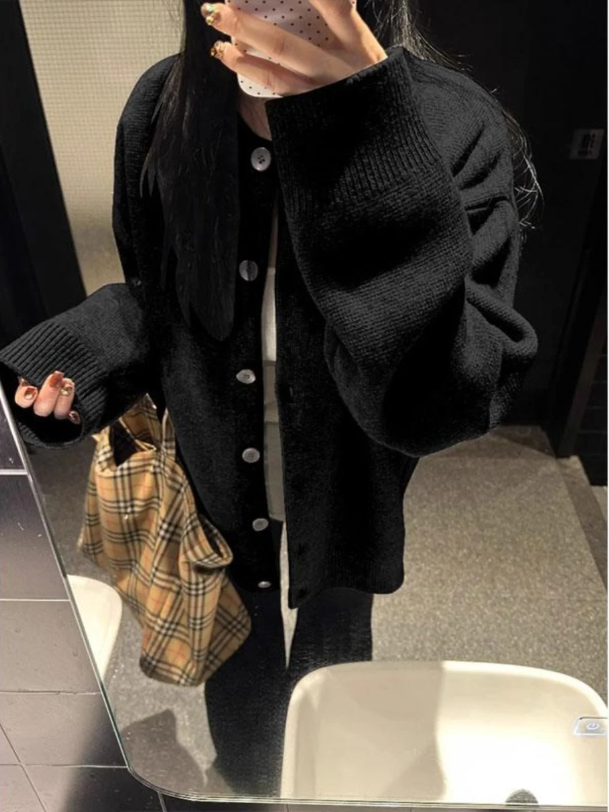 Серый вязаный кардиган для женщин новинка 2024 осенний свободный повседневный