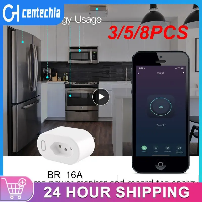 

3/5/8PCS Hands-free Tuya Wifi Smart Plug 2.4ghz Wi-fi Wifi Smart Socket Timer 4000w Smart Plug Wifi Socket With Power Monitor