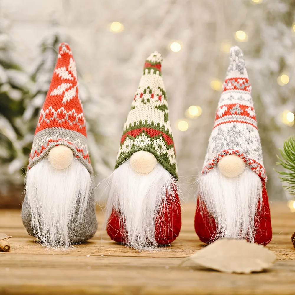 

Christmas Decoration Supplies Snowflake Knitted Hat Forest Old Man Doll Window Display Decoration Creative New Faceless Doll